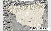 Shaded Relief 3D Map of Gorj, darken, semi-desaturated