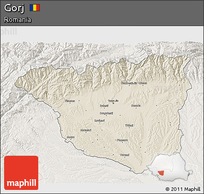 Shaded Relief 3D Map of Gorj, lighten