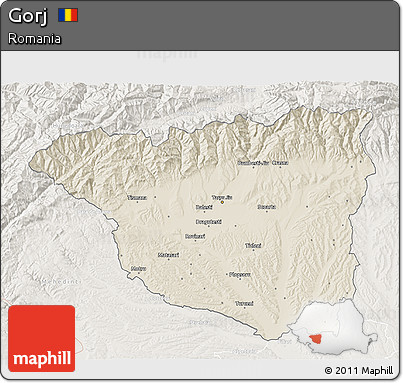 Shaded Relief 3D Map of Gorj, lighten
