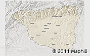 Shaded Relief 3D Map of Gorj, lighten, semi-desaturated