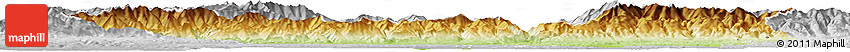 Physical Horizon Map of Gorj, lighten, desaturated