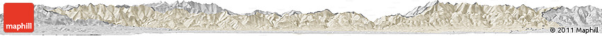 Shaded Relief Horizon Map of Gorj, desaturated