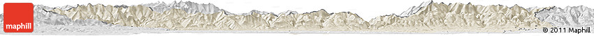 Shaded Relief Horizon Map of Gorj, lighten, desaturated