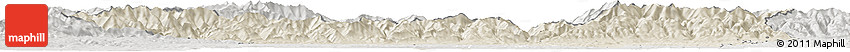 Shaded Relief Horizon Map of Gorj, lighten, semi-desaturated