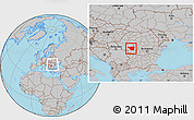 Gray Location Map of Gorj, within the entire country