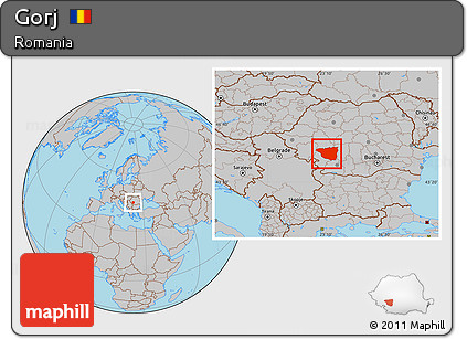 Gray Location Map of Gorj