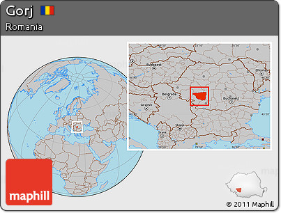 Gray Location Map of Gorj