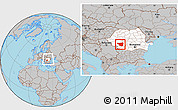 Gray Location Map of Gorj, highlighted country, within the entire country