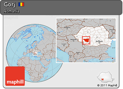 Gray Location Map of Gorj, highlighted country