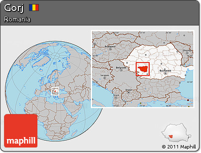 Gray Location Map of Gorj, highlighted country