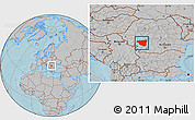 Gray Location Map of Gorj, hill shading