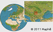 Satellite Location Map of Gorj, within the entire country