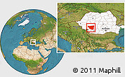 Satellite Location Map of Gorj, highlighted country