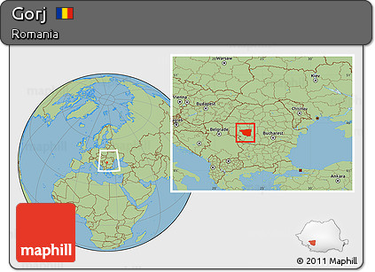 Savanna Style Location Map of Gorj, within the entire country