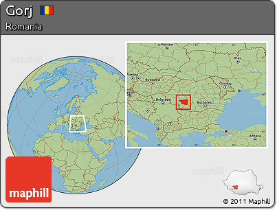 Savanna Style Location Map of Gorj, within the entire country