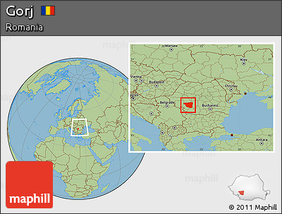 Savanna Style Location Map of Gorj, within the entire country