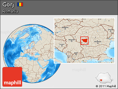Shaded Relief Location Map of Gorj