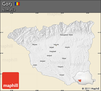 Classic Style Map of Gorj, single color outside