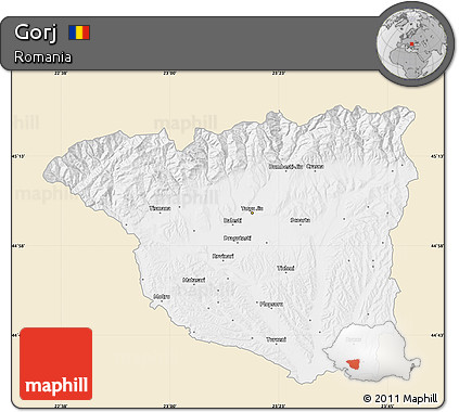 Classic Style Map of Gorj, single color outside