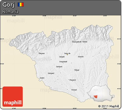 Classic Style Map of Gorj, single color outside
