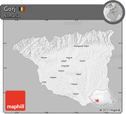 Gray Map of Gorj, single color outside