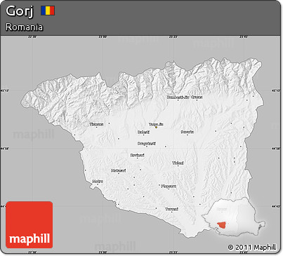Gray Map of Gorj, single color outside