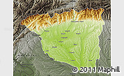 Physical Map of Gorj, darken, semi-desaturated