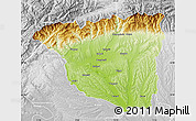 Physical Map of Gorj, lighten, desaturated