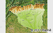 Physical Map of Gorj, satellite outside