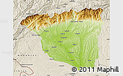 Physical Map of Gorj, shaded relief outside