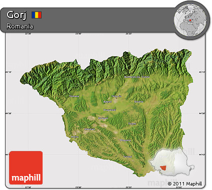 Satellite Map of Gorj, cropped outside