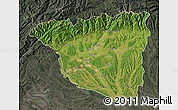 Satellite Map of Gorj, darken, semi-desaturated