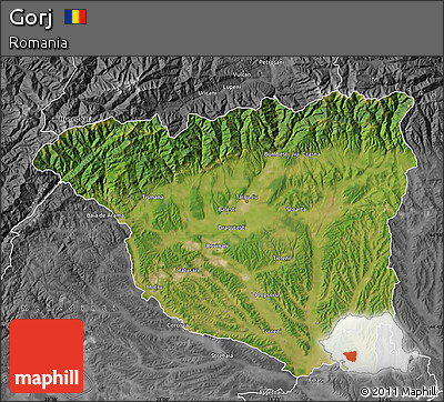 Satellite Map of Gorj, desaturated