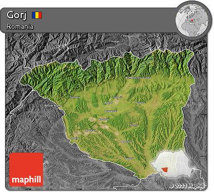 Satellite Map of Gorj, desaturated