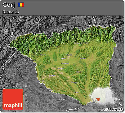 Satellite Map of Gorj, desaturated