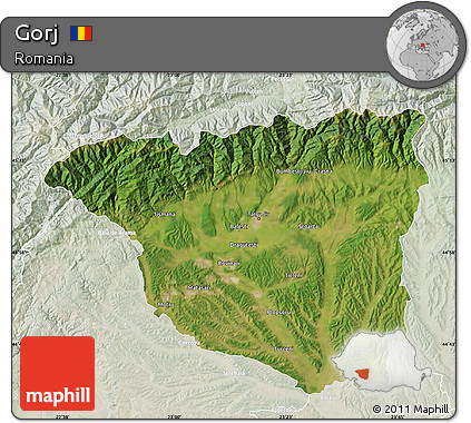 Satellite Map of Gorj, lighten
