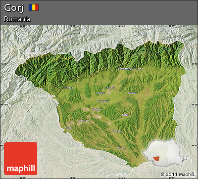 Satellite Map of Gorj, lighten