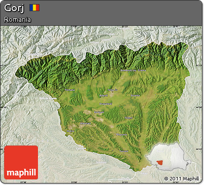 Satellite Map of Gorj, lighten