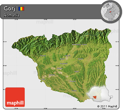 Satellite Map of Gorj, single color outside