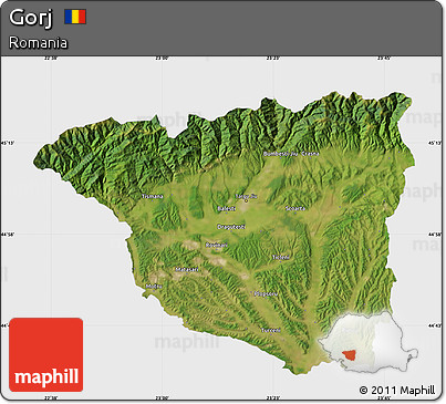 Satellite Map of Gorj, single color outside