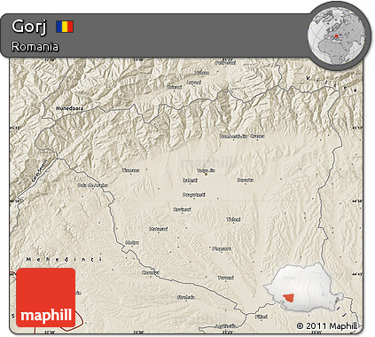 Shaded Relief Map of Gorj