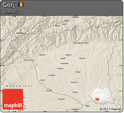 Shaded Relief Map of Gorj