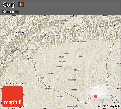 Shaded Relief Map of Gorj