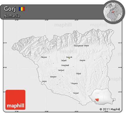 Silver Style Map of Gorj, single color outside