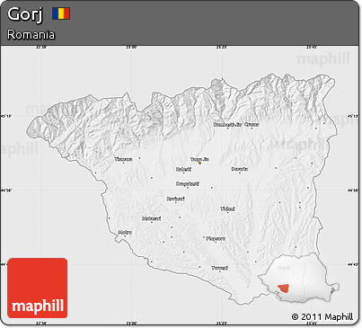 Silver Style Map of Gorj, single color outside