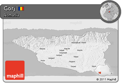 Gray Panoramic Map of Gorj, single color outside
