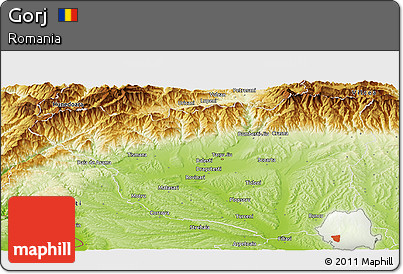 Physical Panoramic Map of Gorj