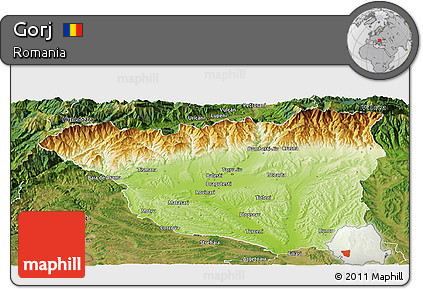 Physical Panoramic Map of Gorj, satellite outside