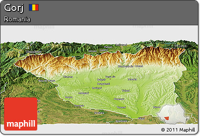 Physical Panoramic Map of Gorj, satellite outside