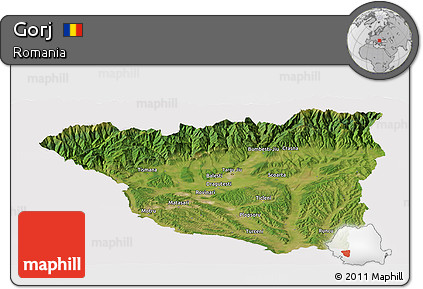 Satellite Panoramic Map of Gorj, cropped outside